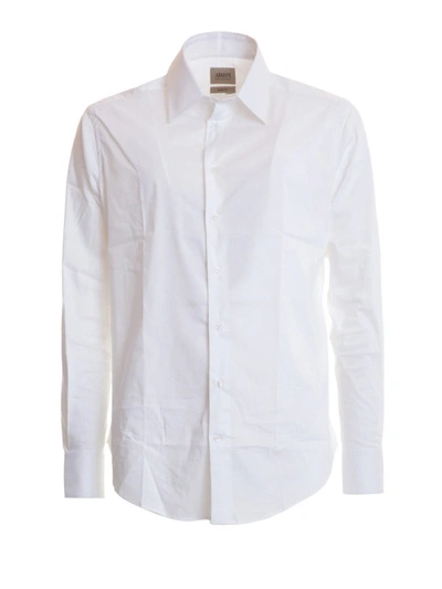 Shop Armani Collezioni Slim Fit Classic Cotton Shirt In White