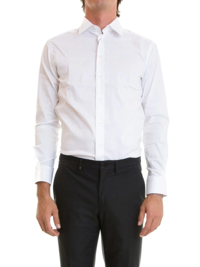 Shop Armani Collezioni Slim Fit Classic Cotton Shirt In White
