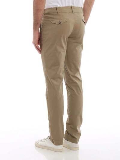 Shop Incotex Beige Cotton Slim Trousers With Darts