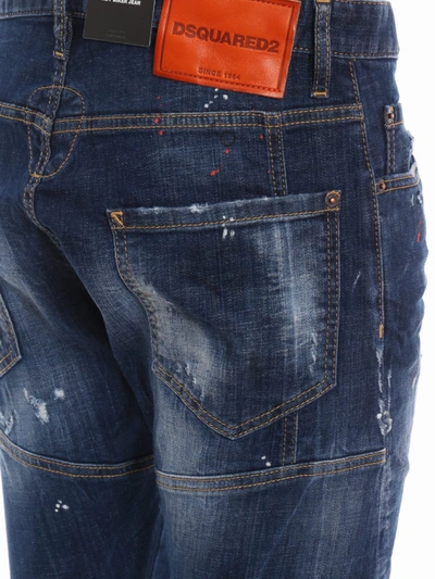 Shop Dsquared2 Tidy Biker Spotted Jeans In Dark Wash
