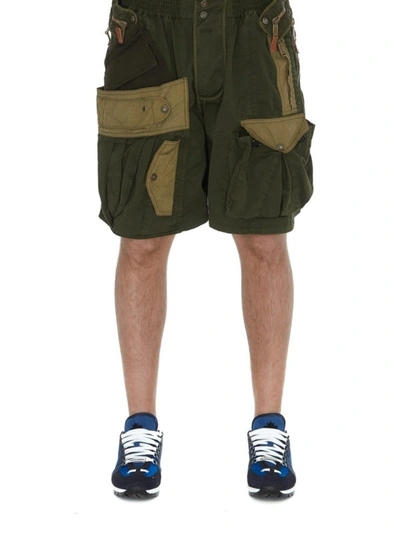 Shop Dsquared2 Military Green Cargo Bermuda Shorts