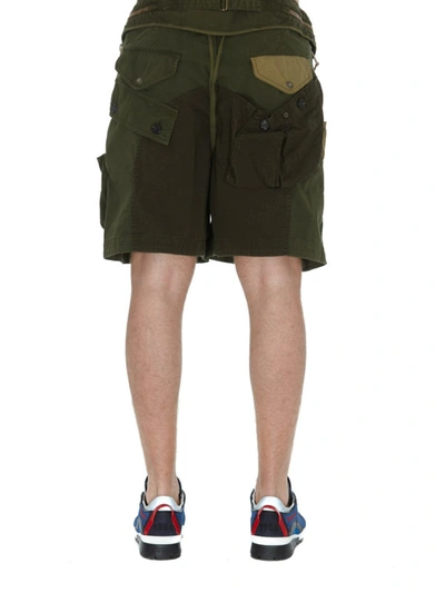 Shop Dsquared2 Military Green Cargo Bermuda Shorts