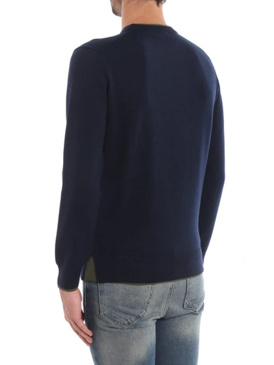 Shop Kenzo Tiger Crest Blue Wool Blend Sweater