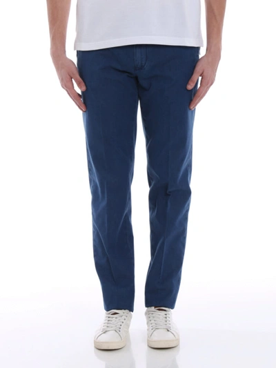 Shop Canali Chino-inspired Cotton Denim Jeans In Medium Wash