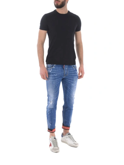 Shop Dsquared2 Faded Jeans With Biker Inserts In Light Wash