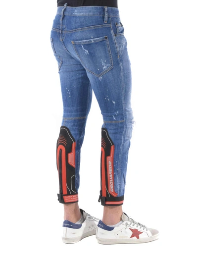 Shop Dsquared2 Faded Jeans With Biker Inserts In Light Wash