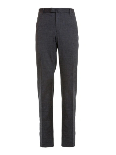Shop Corneliani Patterned Cotton And Wool Trousers In Grey