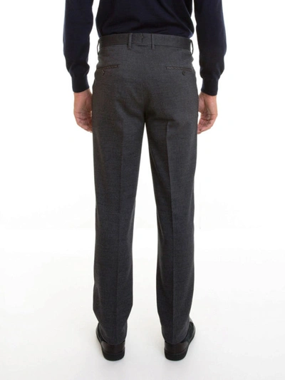 Shop Corneliani Patterned Cotton And Wool Trousers In Grey