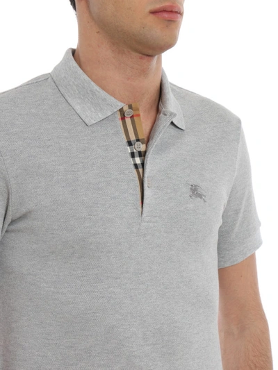 Shop Burberry Hartford Classic Grey Cotton Polo In Light Grey