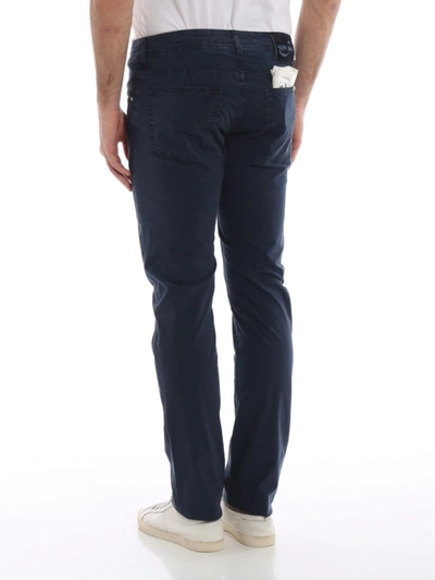 Shop Jacob Cohen Style 688 Blue Stretch Cotton Pants