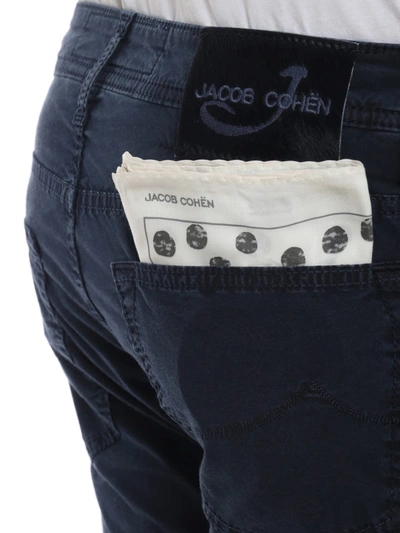 Shop Jacob Cohen Style 688 Blue Stretch Cotton Pants