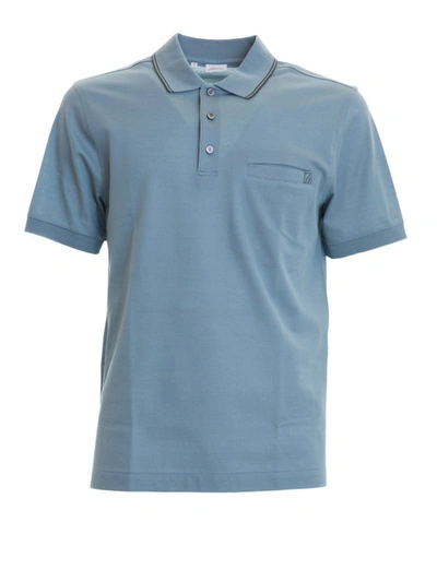 Shop Brioni Chest Pocket Light Blue Cotton Polo