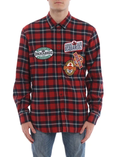 Shop Dsquared2 Tartan Shirt With Logo Patches In Multicolour