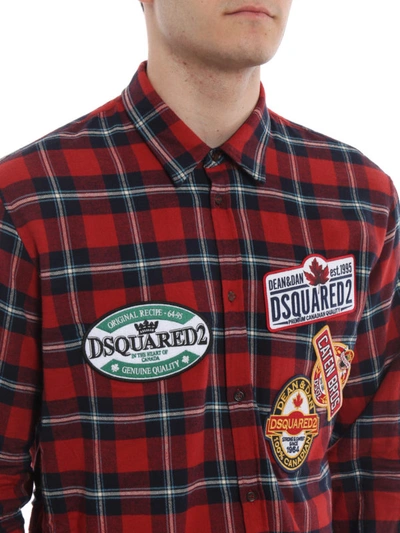 Shop Dsquared2 Tartan Shirt With Logo Patches In Multicolour