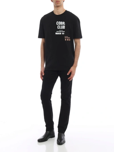 Shop Alexander Mcqueen Cobra Club Logo Cotton T-shirt In Black