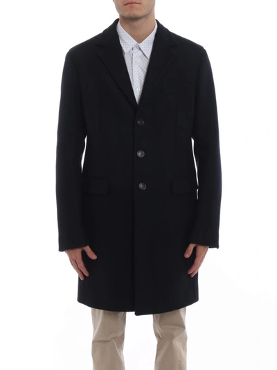 Shop Dsquared2 Blue Techno Wool Single-breasted Coat