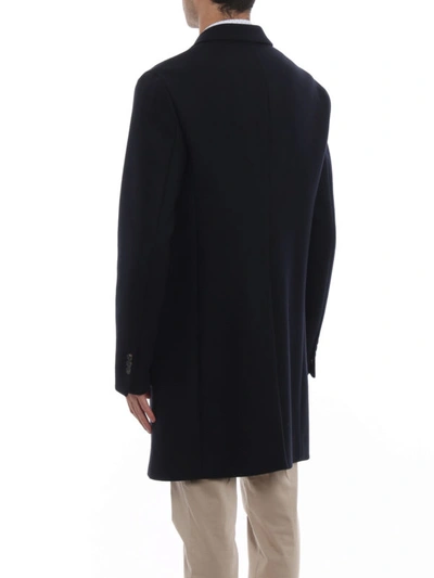 Shop Dsquared2 Blue Techno Wool Single-breasted Coat