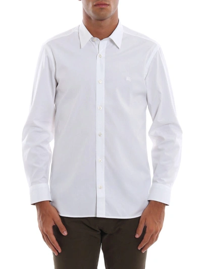 Shop Burberry William Check Cuffs Cotton Shirt In White