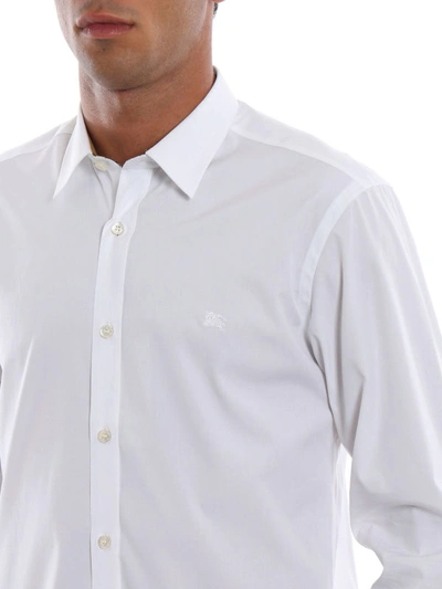 Shop Burberry William Check Cuffs Cotton Shirt In White
