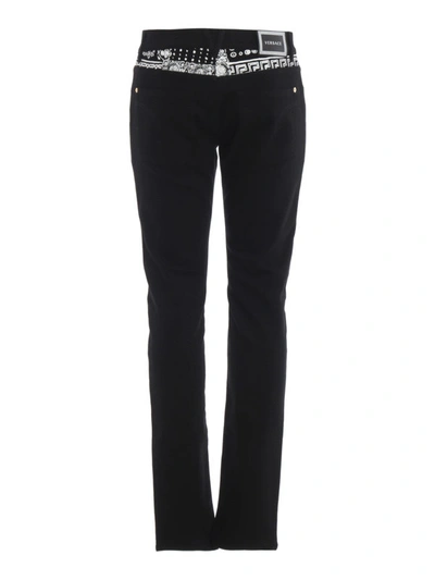 Shop Versace Style Printed Black Denim Jeans
