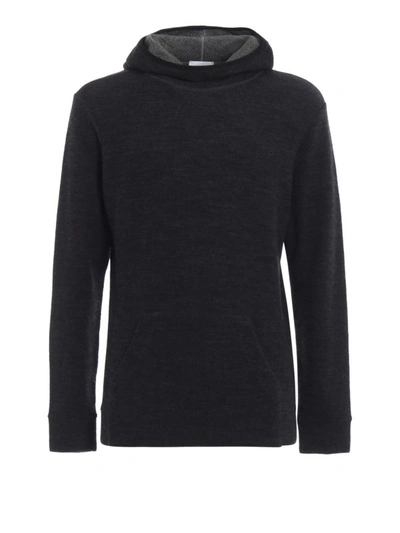 Shop Dondup Hoodie-inspired Grey Merino Wool Pullover In Dark Grey