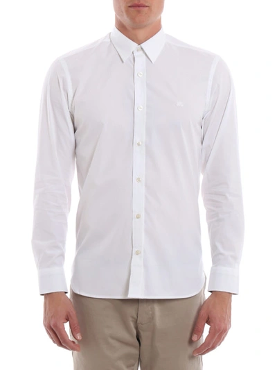 Shop Burberry White Stretch Cotton Shirt