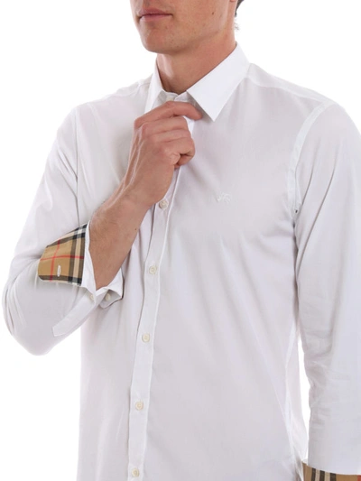Shop Burberry White Stretch Cotton Shirt