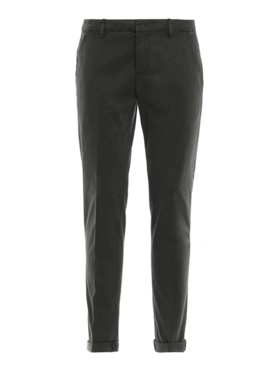 Shop Dondup Gaubert Moss Green Cotton Blend Slacks In Dark Green