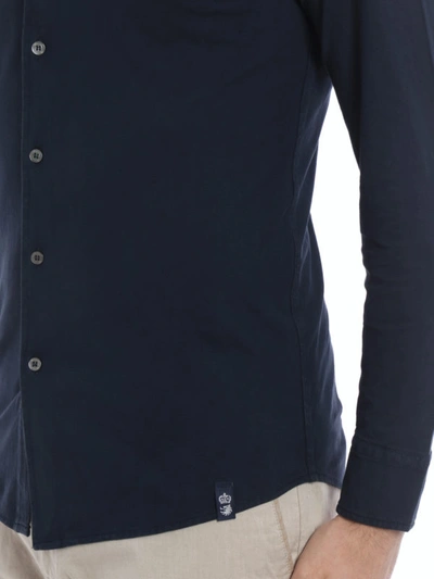 Shop Drumohr Long Sleeve Jersey Shirt In Blue