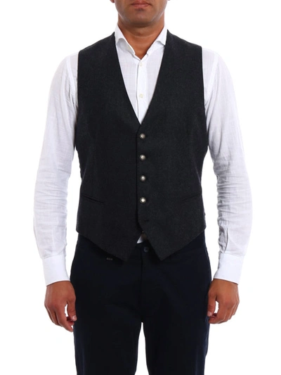 Shop Tagliatore Wool Flannel Classic Waistcoat In Dark Grey