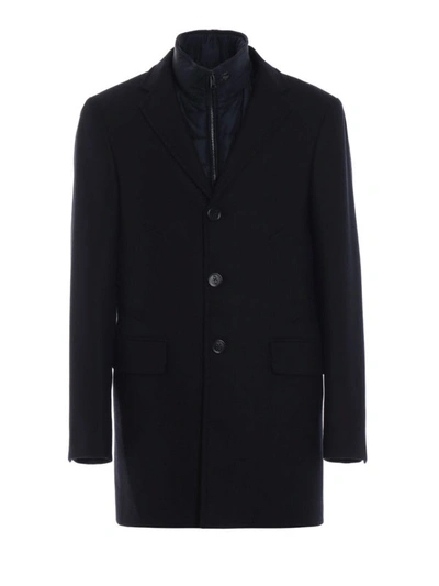 Shop Fay Herringbone Wool And Cashmere Car Coat In Dark Blue