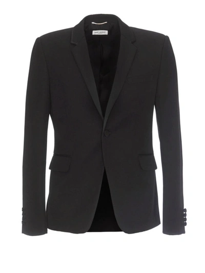 Shop Saint Laurent Black Wool Blazer