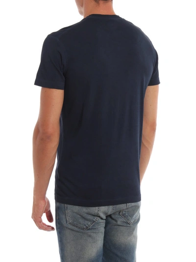 Shop Dsquared2 Printed Patch Navy Blue Cotton T-shirt In Dark Blue