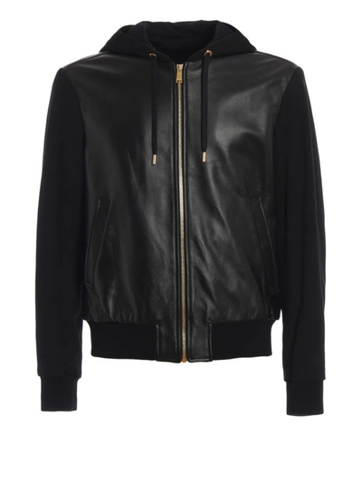 Shop Versace Studded Medusa Head Nappa And Cotton Jacket In Black