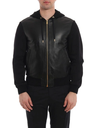 Shop Versace Studded Medusa Head Nappa And Cotton Jacket In Black