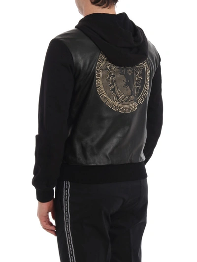 Shop Versace Studded Medusa Head Nappa And Cotton Jacket In Black