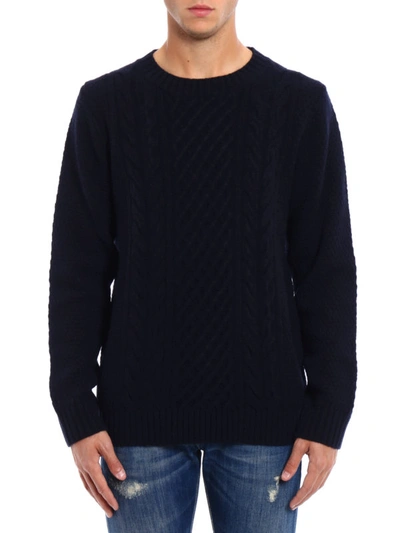 Shop Dondup Blue Merino Wool Crew Neck Sweater