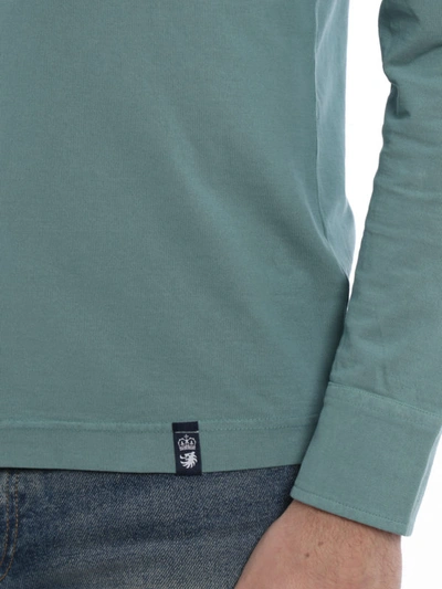 Shop Drumohr Long Sleeve Jersey Polo Shirt In Green