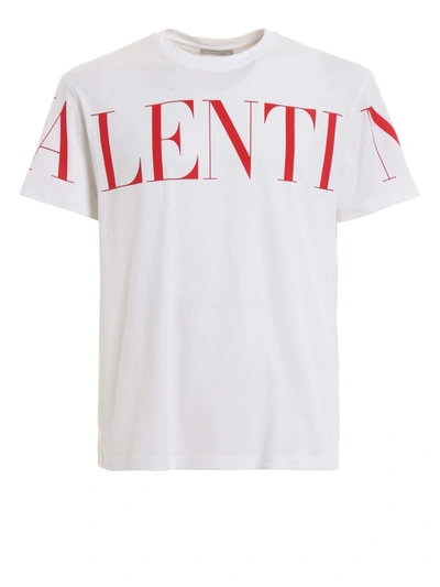 Shop Valentino Maxi Logo Lettering White T-shirt