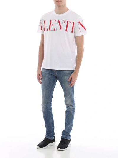 Shop Valentino Maxi Logo Lettering White T-shirt