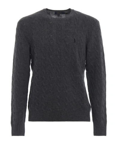 Shop Polo Ralph Lauren Cable Knit Wool And Cashmere Sweater In Dark Grey