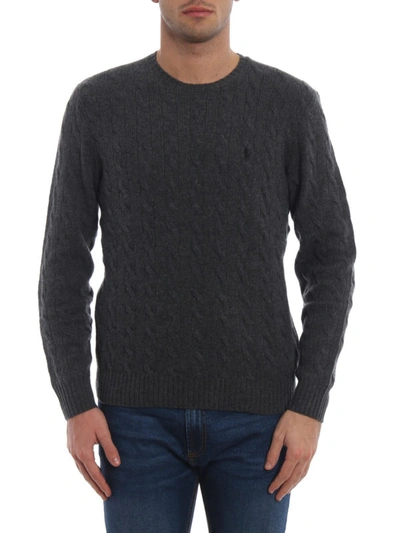 Shop Polo Ralph Lauren Cable Knit Wool And Cashmere Sweater In Dark Grey