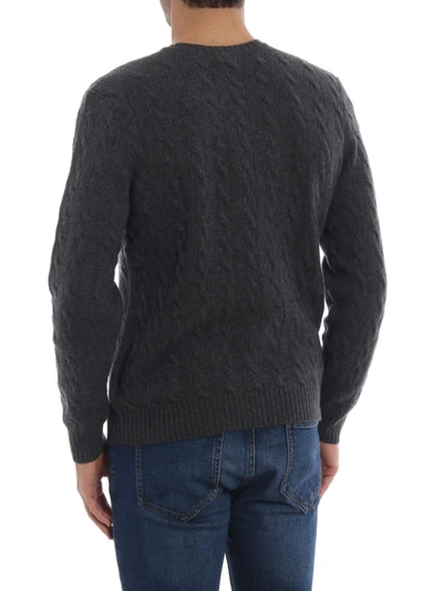 Shop Polo Ralph Lauren Cable Knit Wool And Cashmere Sweater In Dark Grey