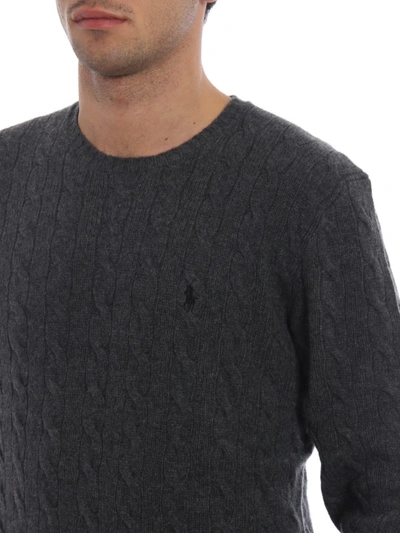 Shop Polo Ralph Lauren Cable Knit Wool And Cashmere Sweater In Dark Grey