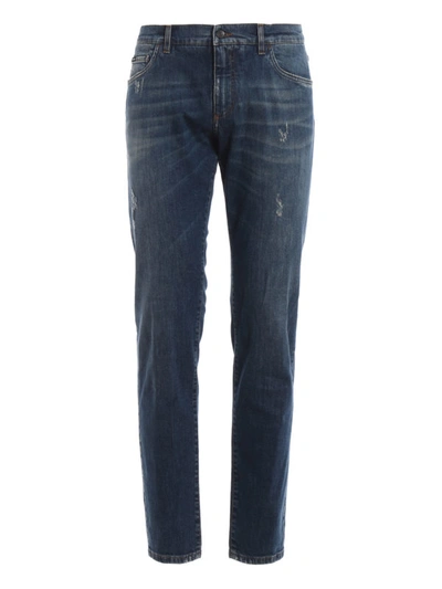 Shop Dolce & Gabbana Slim Fit Cotton Stretch  Jeans In Coloured Wash