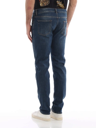 Shop Dolce & Gabbana Slim Fit Cotton Stretch  Jeans In Coloured Wash