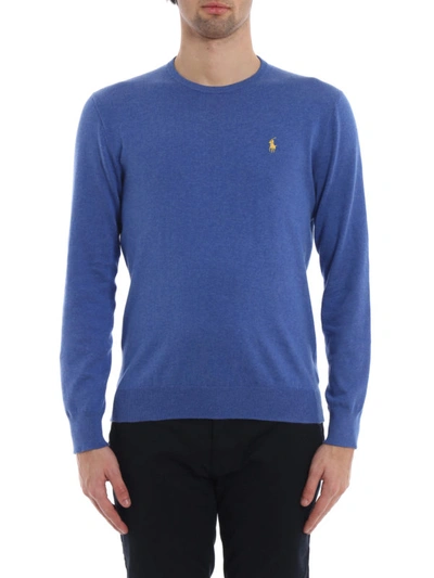 Shop Polo Ralph Lauren Slim Fit Royal Blue Cotton Sweater
