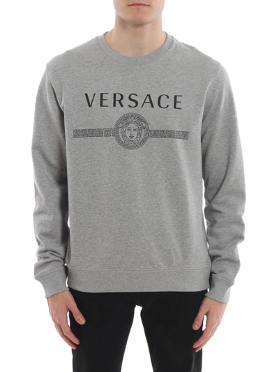 Shop Versace Medusa Head And Logo Print Grey Sweatshirt