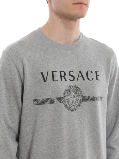 Shop Versace Medusa Head And Logo Print Grey Sweatshirt