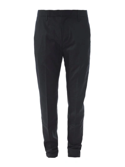 Shop Dondup Black Stretch Wool Chino Trousers